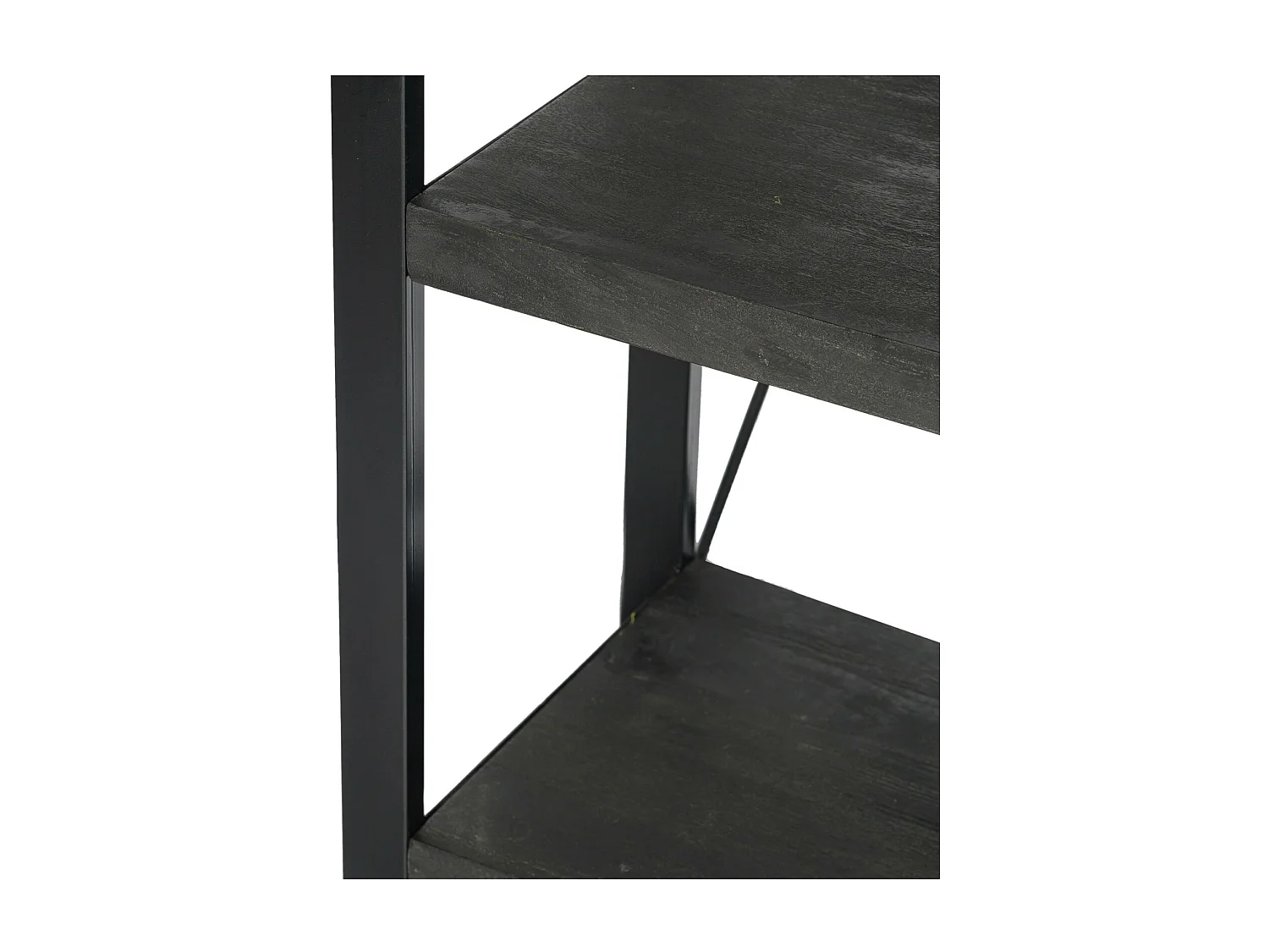 LUZ-Estante de madera maciza y metal negro