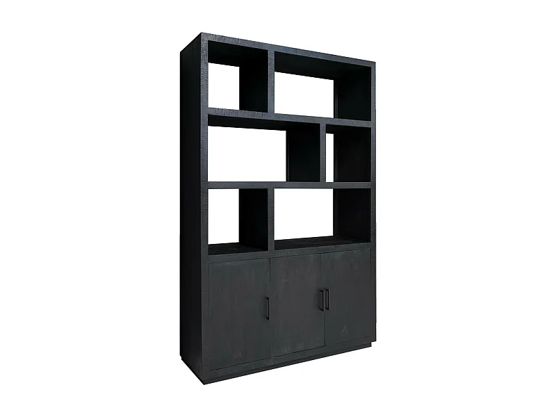 ANDUZ-Librería de madera maciza negra de 145 cm