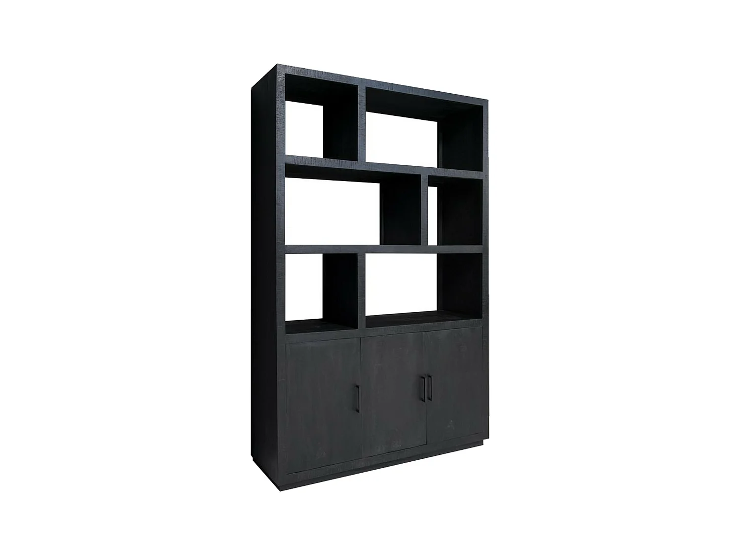 ANDUZ-Librería de madera maciza negra de 145 cm