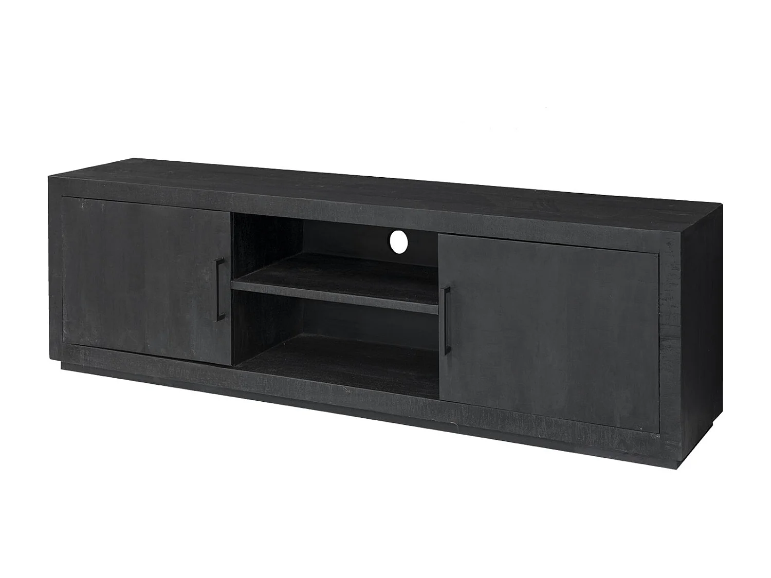 ANDUZ-Mueble de TV de 150 cm en madera maciza negra