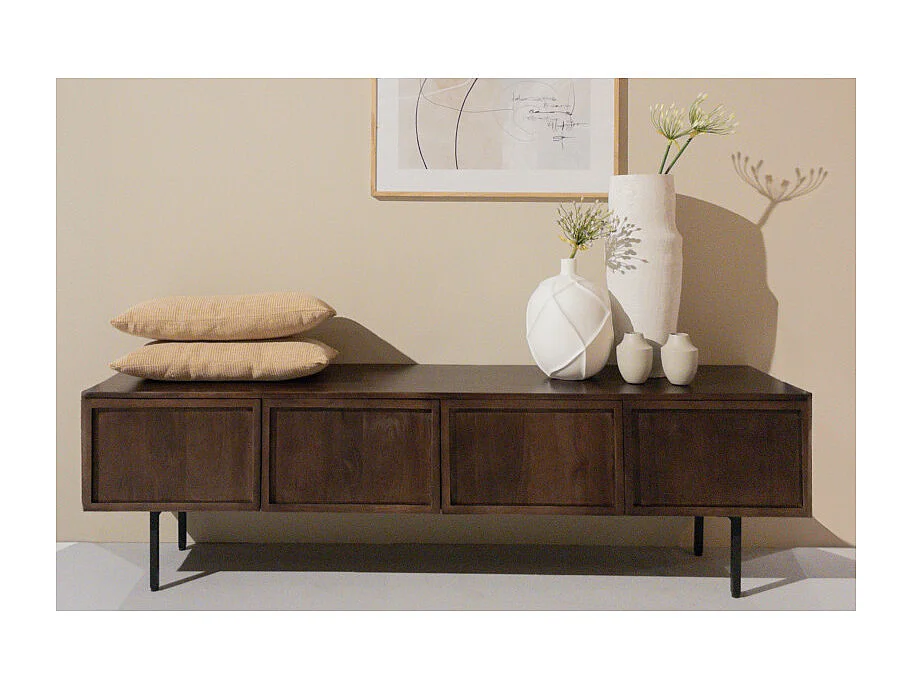 QUADRO-Mobile porta TV da 180 cm in legno massello marrone