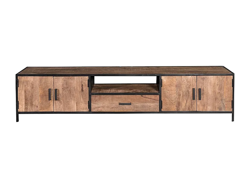 ANGLET-Meuble TV 220 cm en bois massif et métal