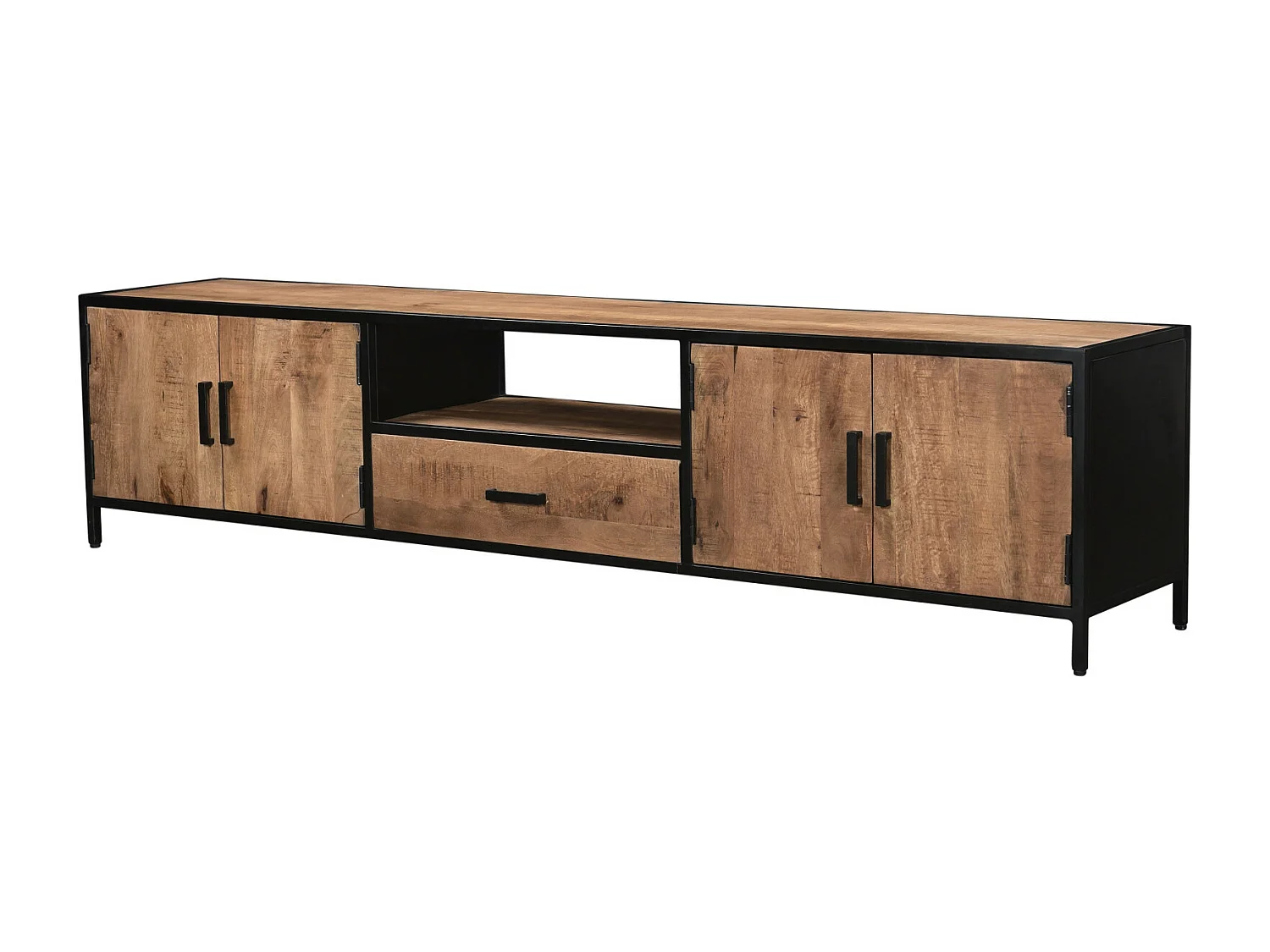 ANGLET-Meuble TV 220 cm en bois massif et métal