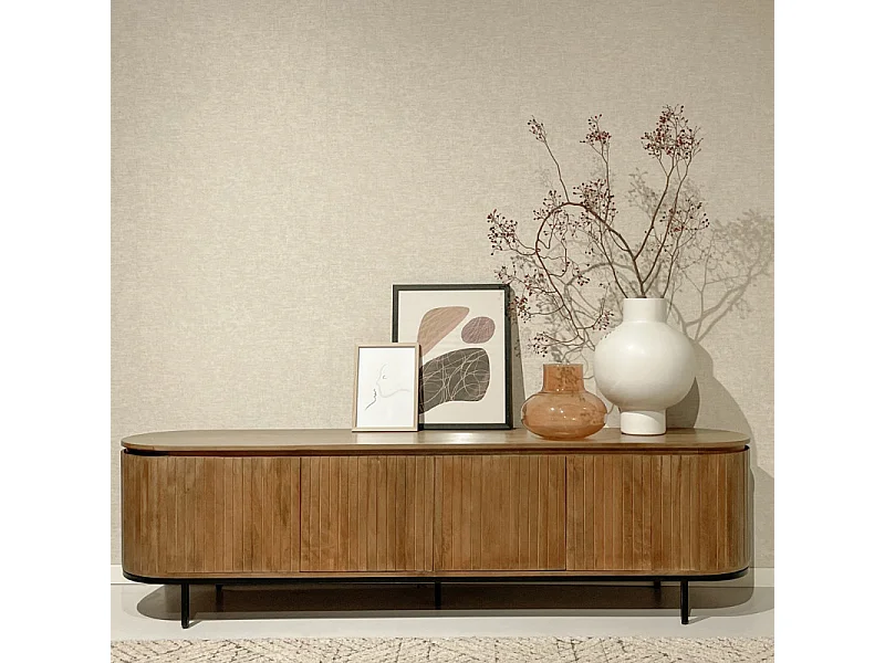 MENTON-Mobile porta TV in legno massello da 210 cm