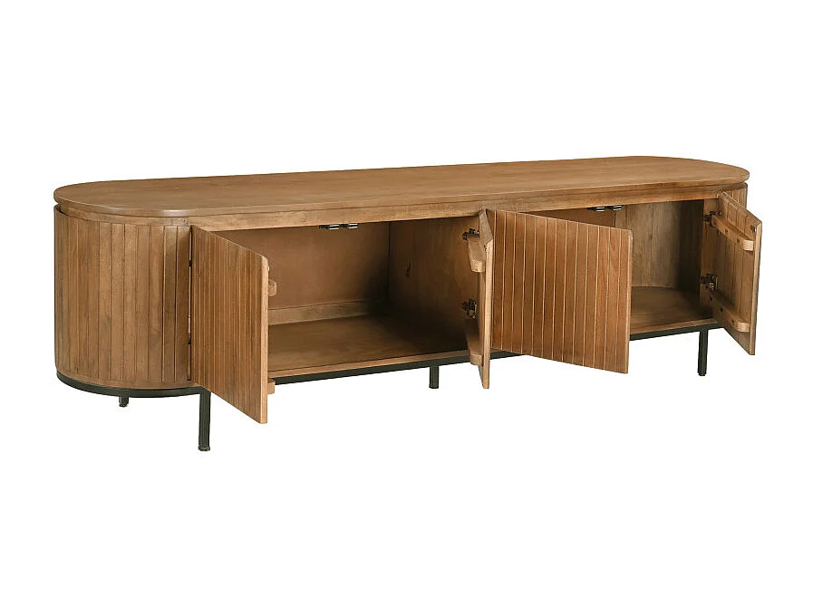 MENTON-Mobile porta TV in legno massello da 210 cm