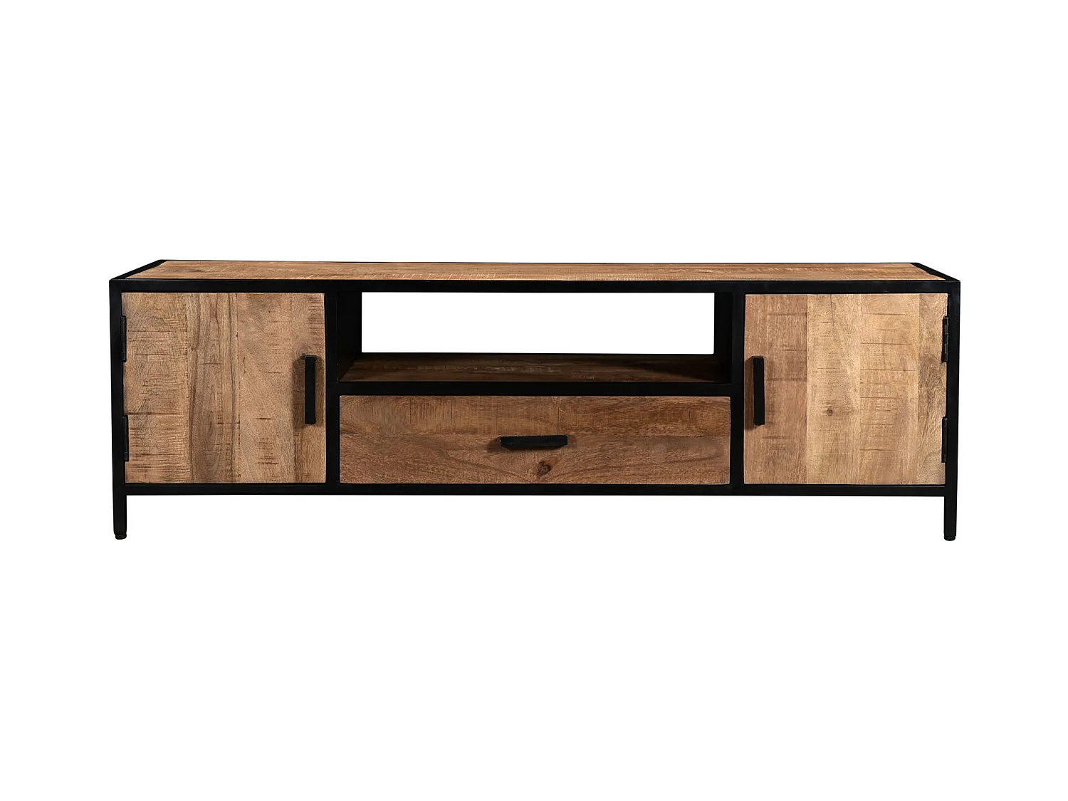 ANGLET-Meuble TV 165 cm en bois massif et métal