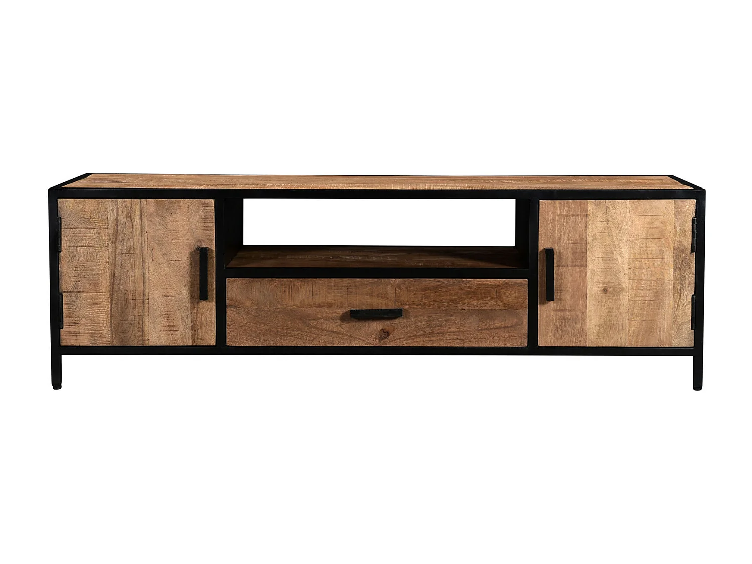 ANGLET-Meuble TV 165 cm en bois massif et métal