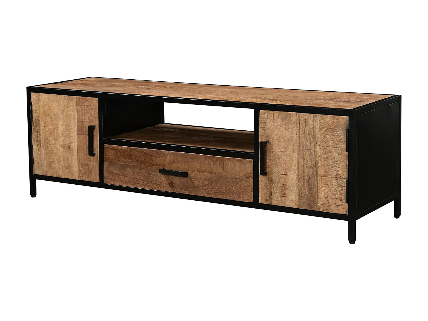 ANGLET-Meuble TV 165 cm en bois massif et métal