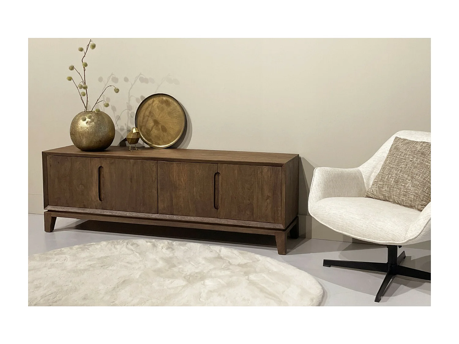 CORTE-Mueble de TV de 170 cm en madera maciza cepillada