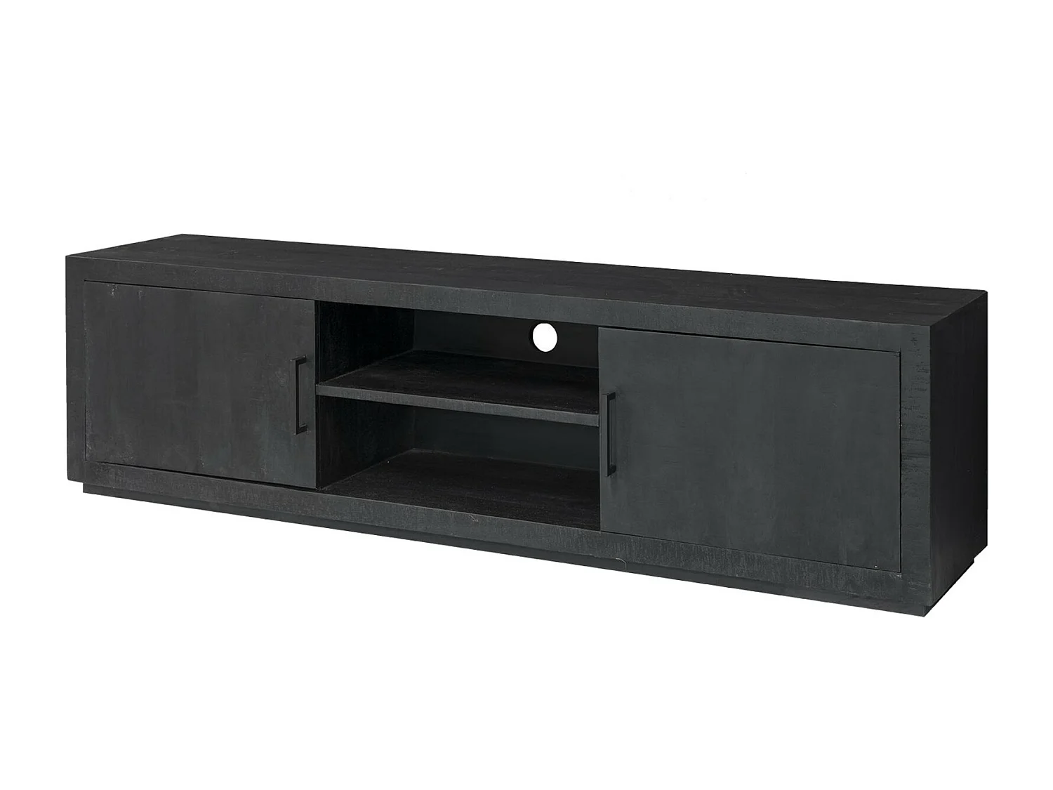 ANDUZ-Mueble de TV de 180 cm en madera maciza negra