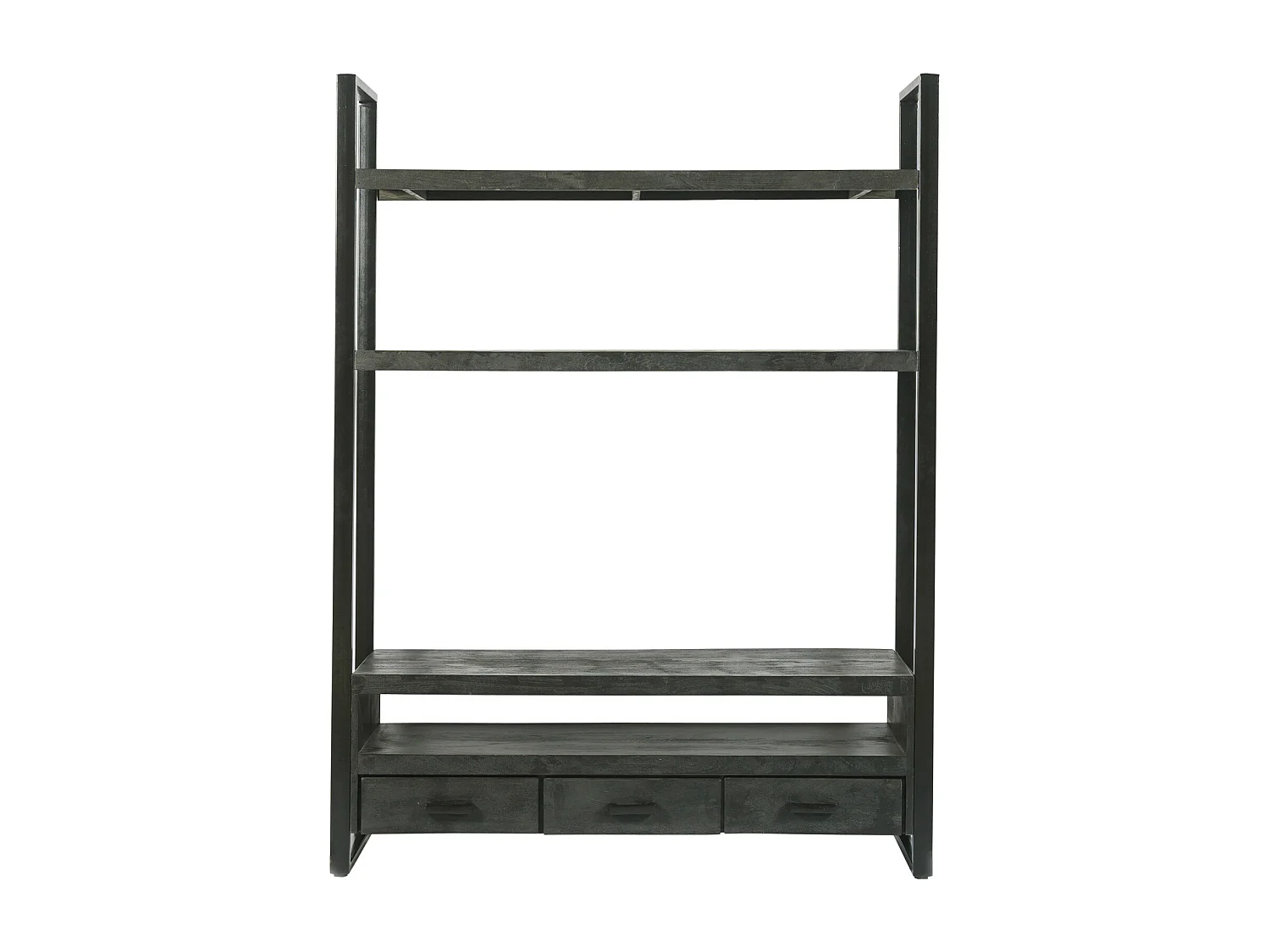LUZ-Mueble de TV 150 cm en madera maciza negra y metal.
