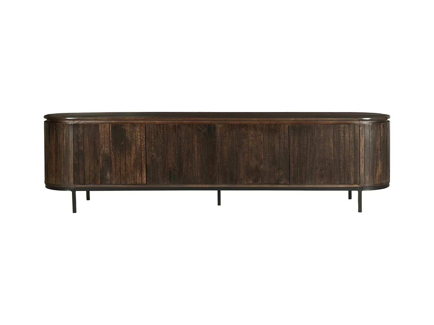 MENTON-Mueble TV 4 puertas L210 en madera maciza de Mango Nogal
