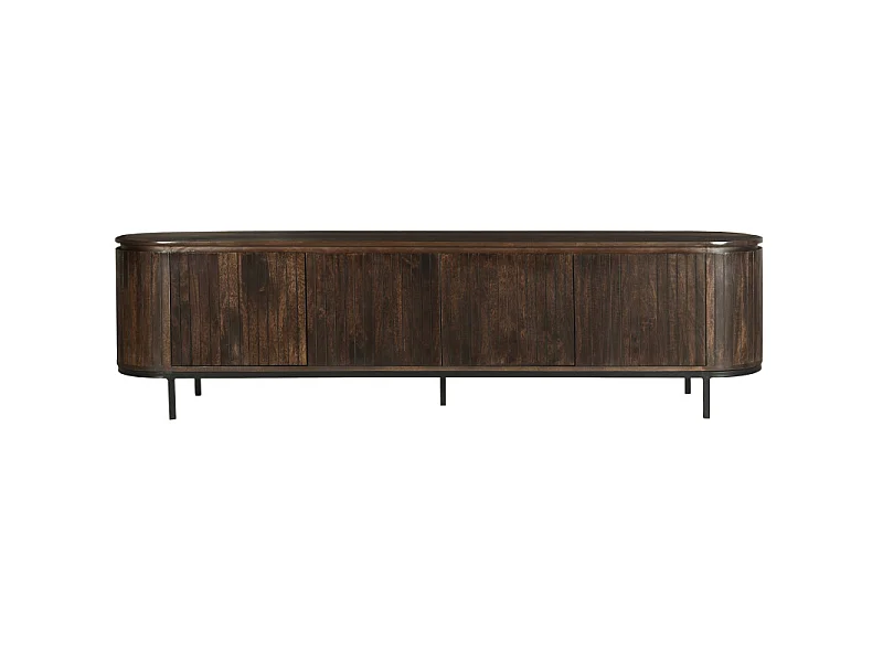 MENTON-Mobile porta TV da 210 cm in legno massello marrone