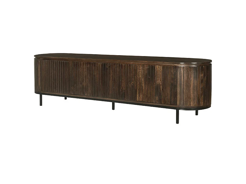 MENTON-Mobile porta TV da 210 cm in legno massello marrone
