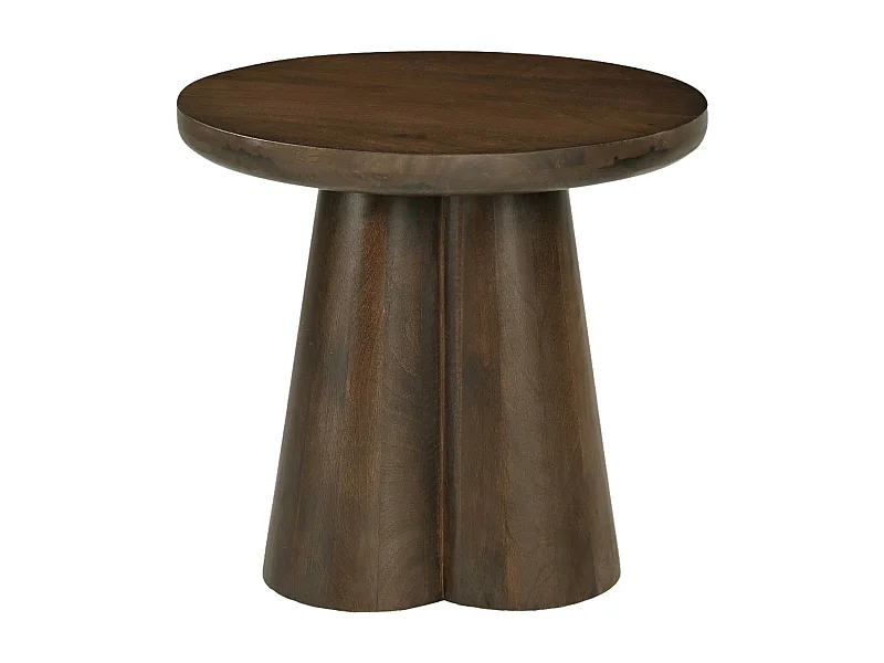 FIGARI-Table basse ronde 50 cm en bois massif brun