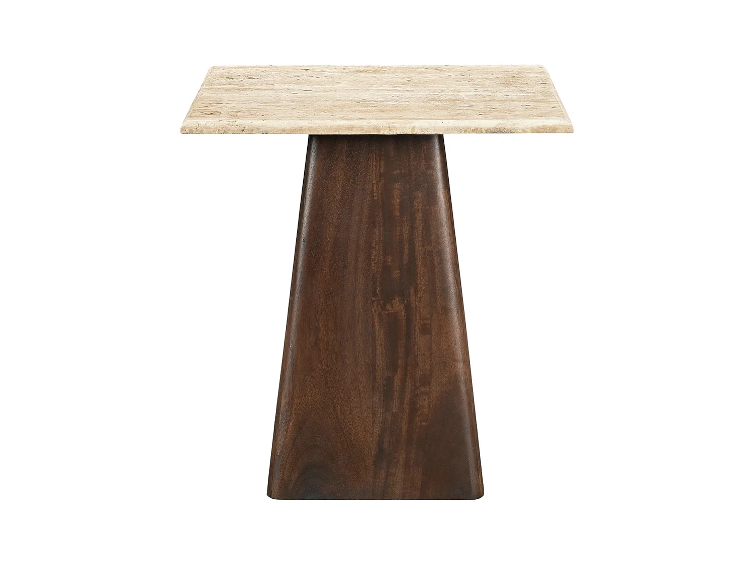 STONE-Mesa de centro cuadrada 45x45 cm Travertino y madera