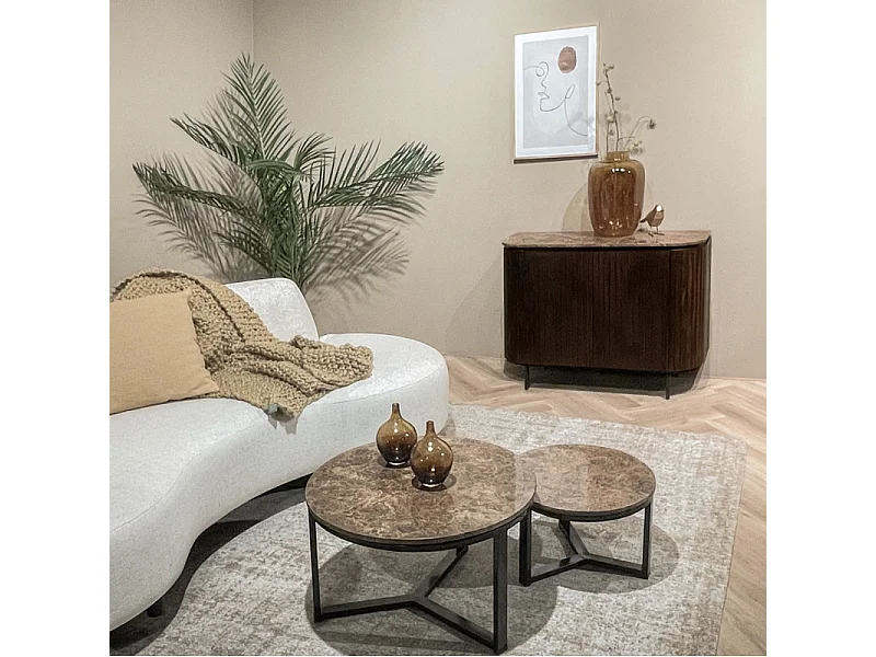 MILANO-Table basse ronde 80 cm en marbre Emperador