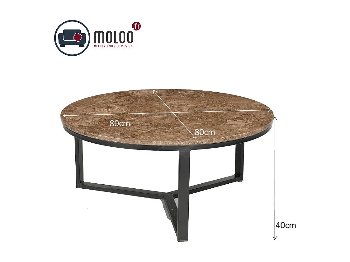 MILANO-Table basse ronde 80 cm en marbre Emperador