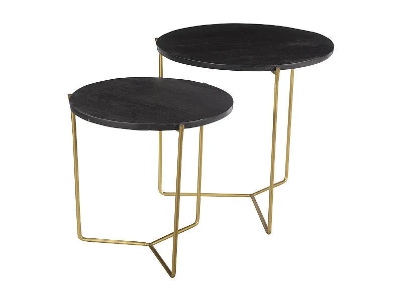 JULIA-Set de 2 Tables basses bois noir et laiton