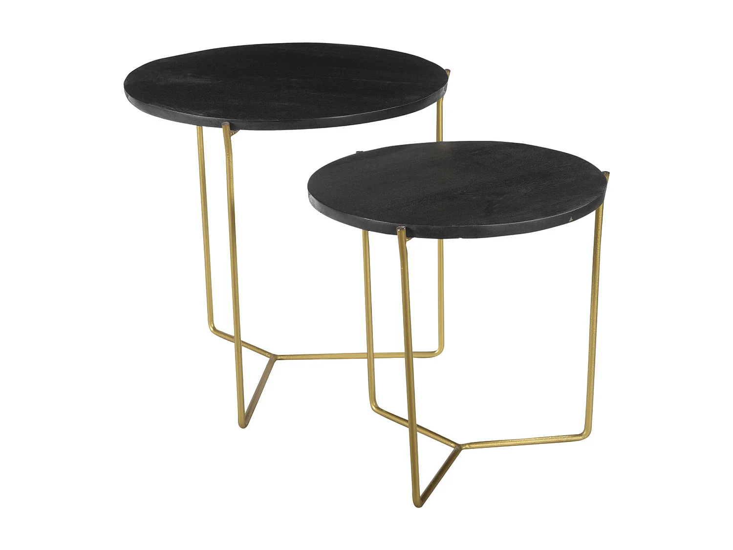 JULIA-Set de 2 Tables basses bois noir et laiton