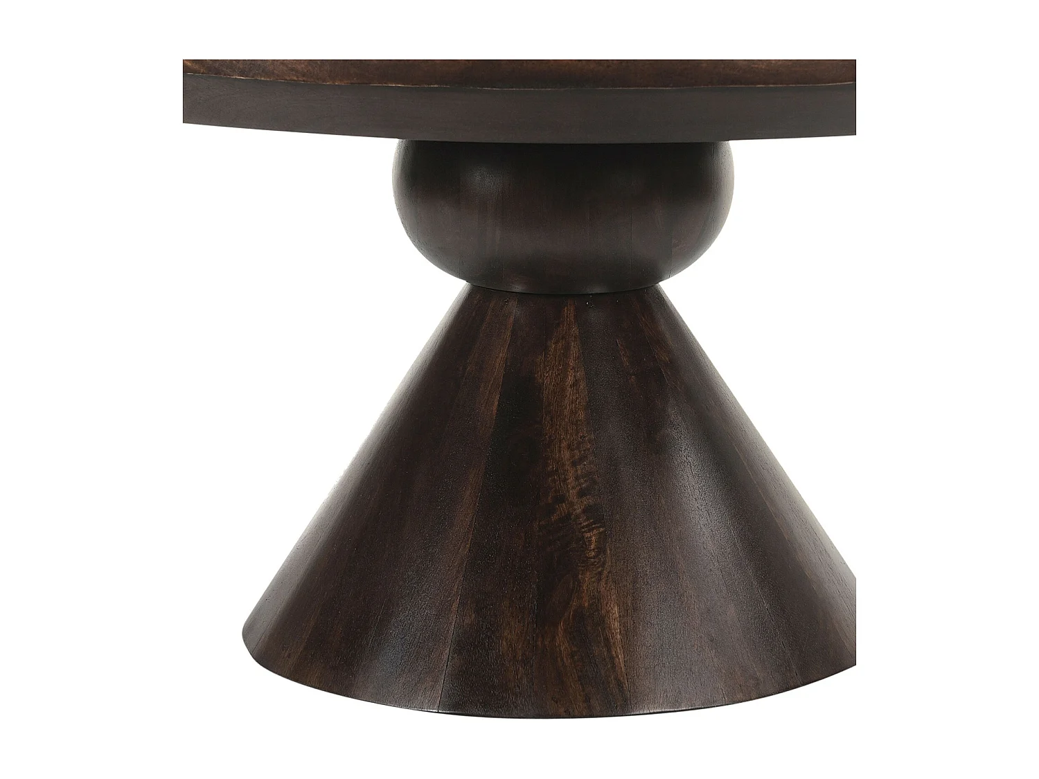 BOMBAY-Table basse ronde D80 cm, bois de Manguier massif teinté noyer