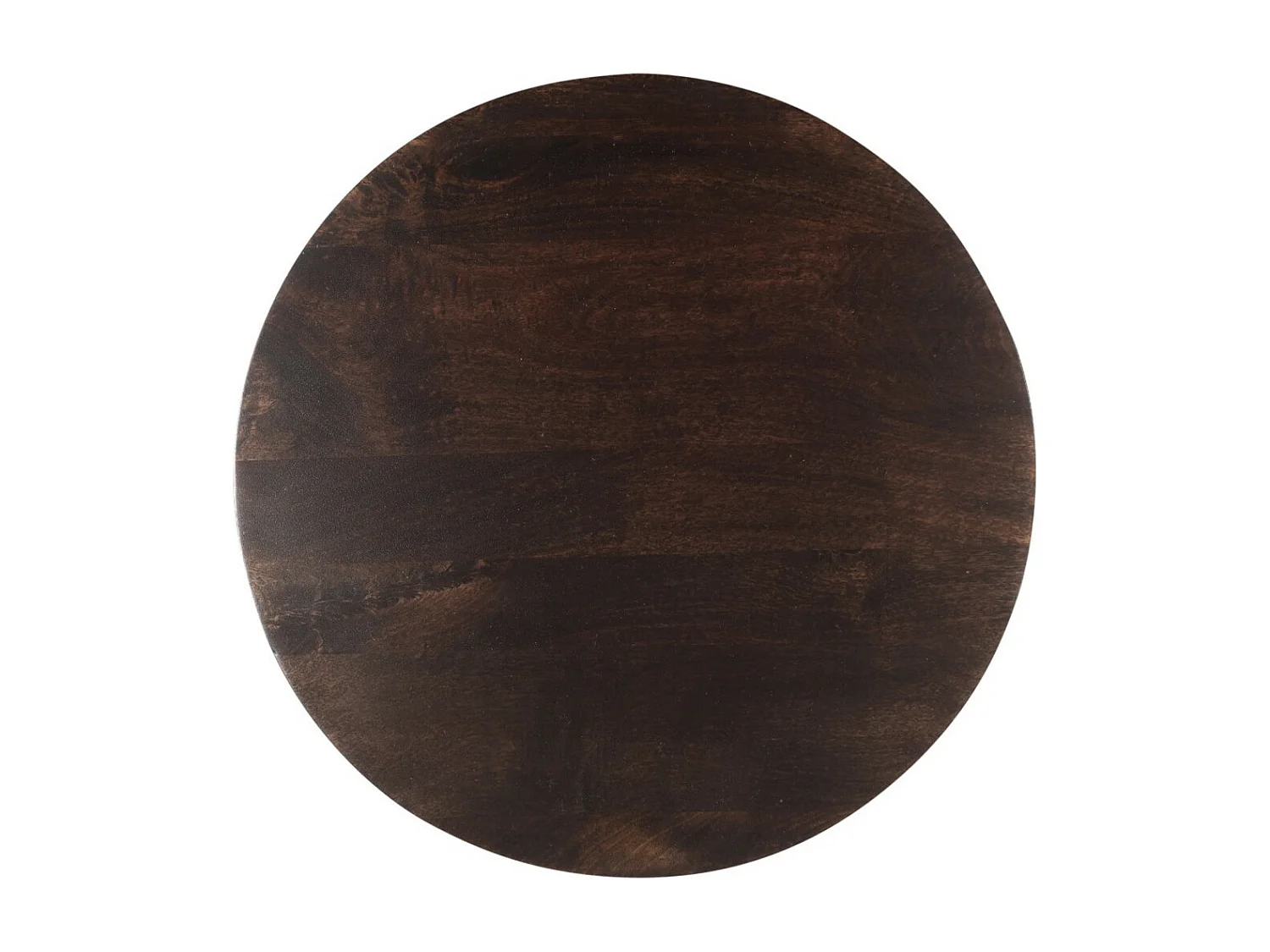 BOMBAY-Table basse ronde D80 cm, bois de Manguier massif teinté noyer