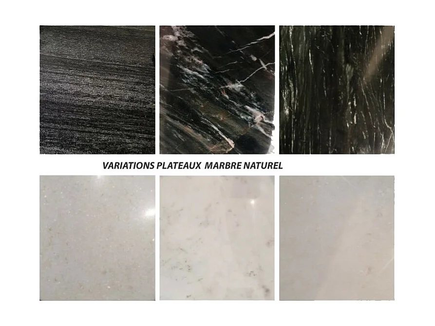 MARBELLA-Mesa de centro redonda 70 cm mármol negro y madera