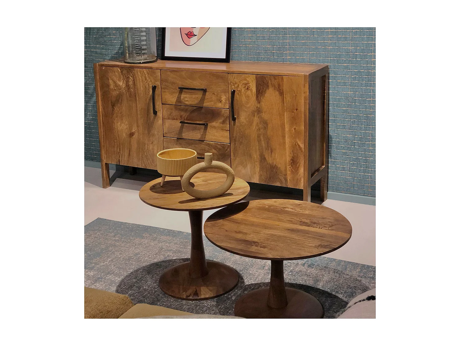 BANGALORE-Table basse D60 en bois massif