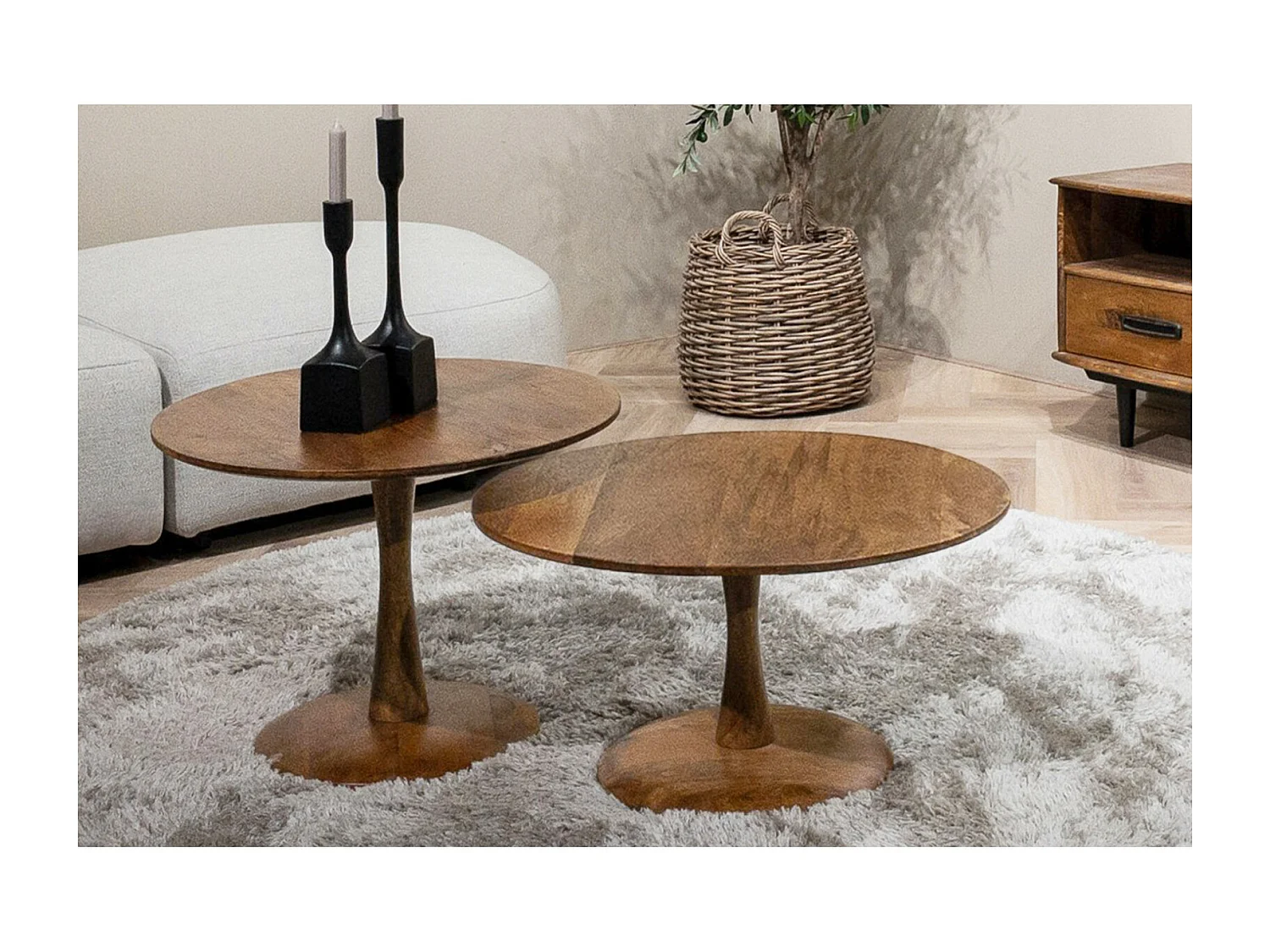 BANGALORE-Table basse D60 en bois massif