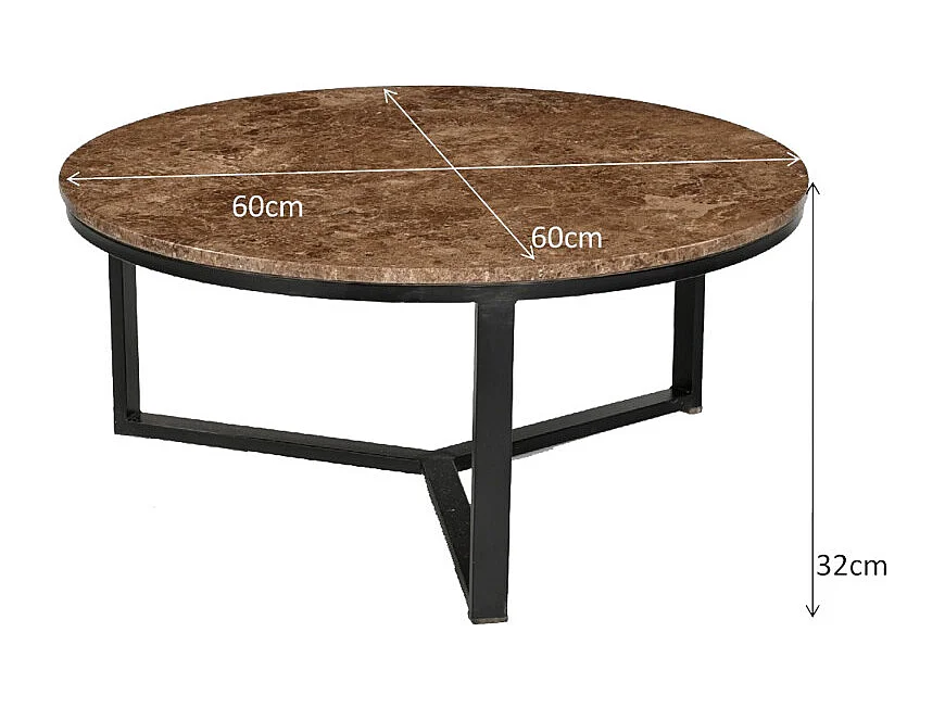 MILANO-Table basse ronde 60 cm en marbre Emperador