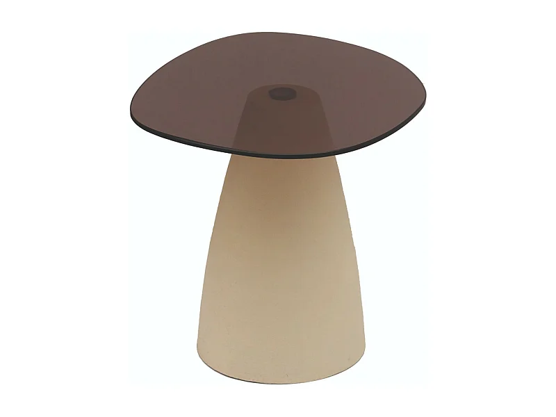 DILLON-Table basse 50 cm en métal ivoire et verre fumé