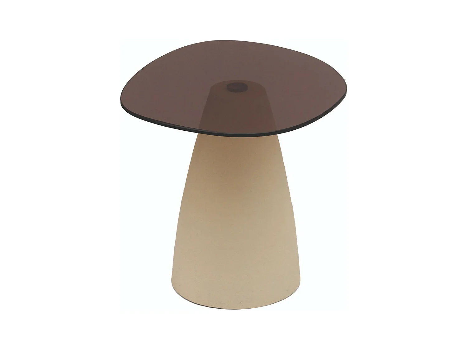DILLON-Table basse 50 cm en métal ivoire et verre fumé