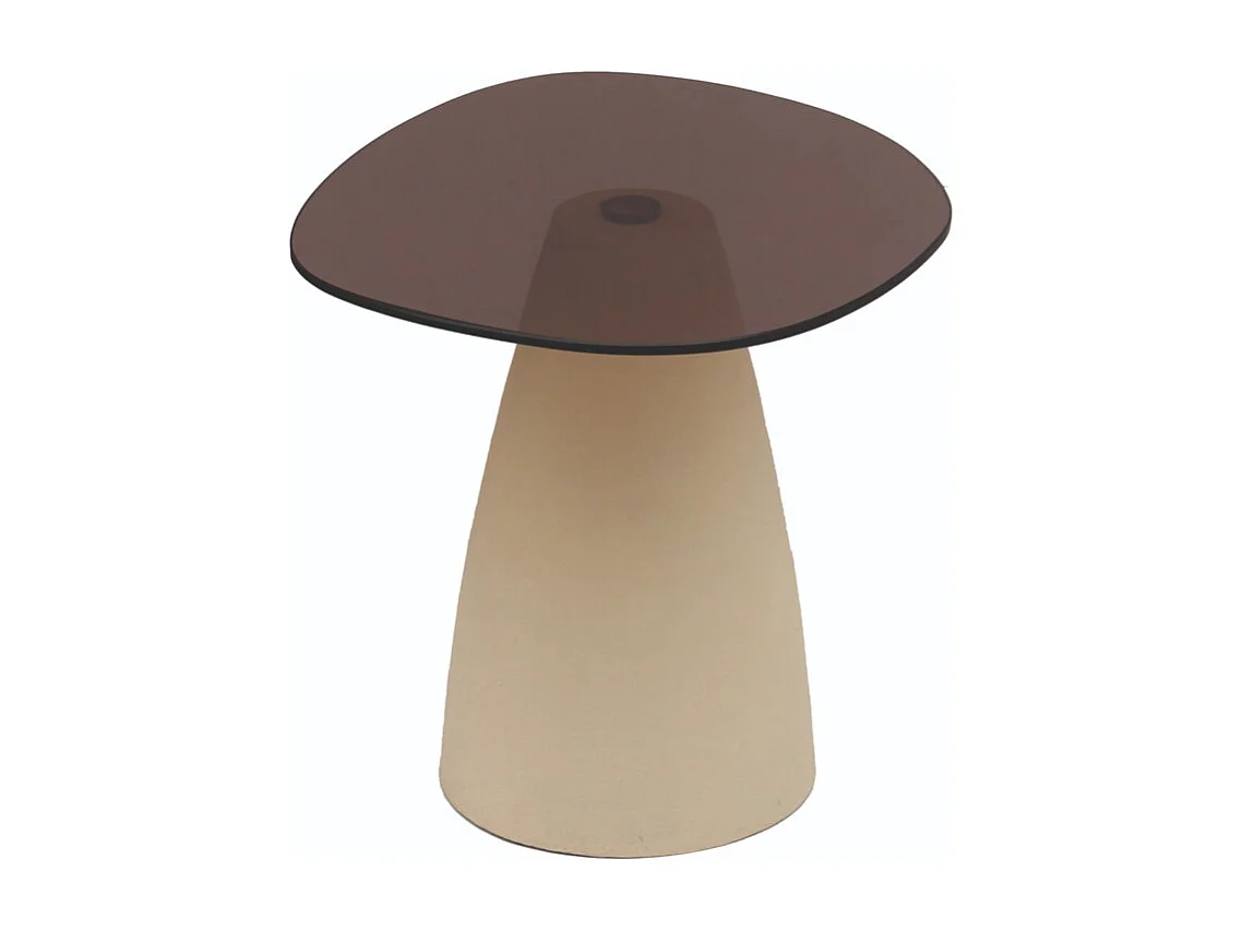 DILLON-Table basse 50 cm en métal ivoire et verre fumé