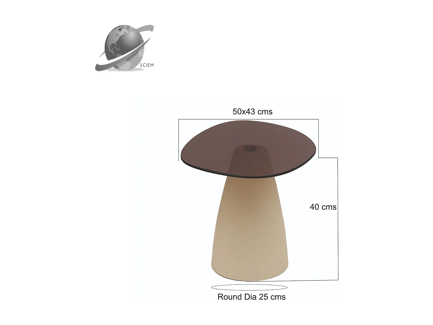 DILLON-Table basse 50 cm en métal ivoire et verre fumé