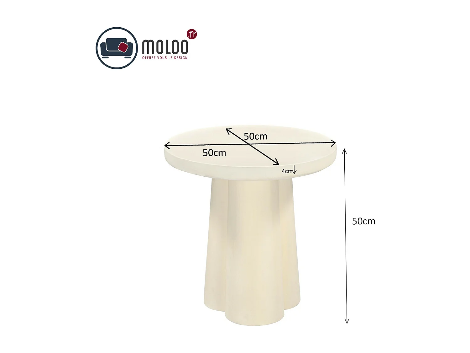 FIGARI-Table basse ronde 50 cm béton blanc enduit