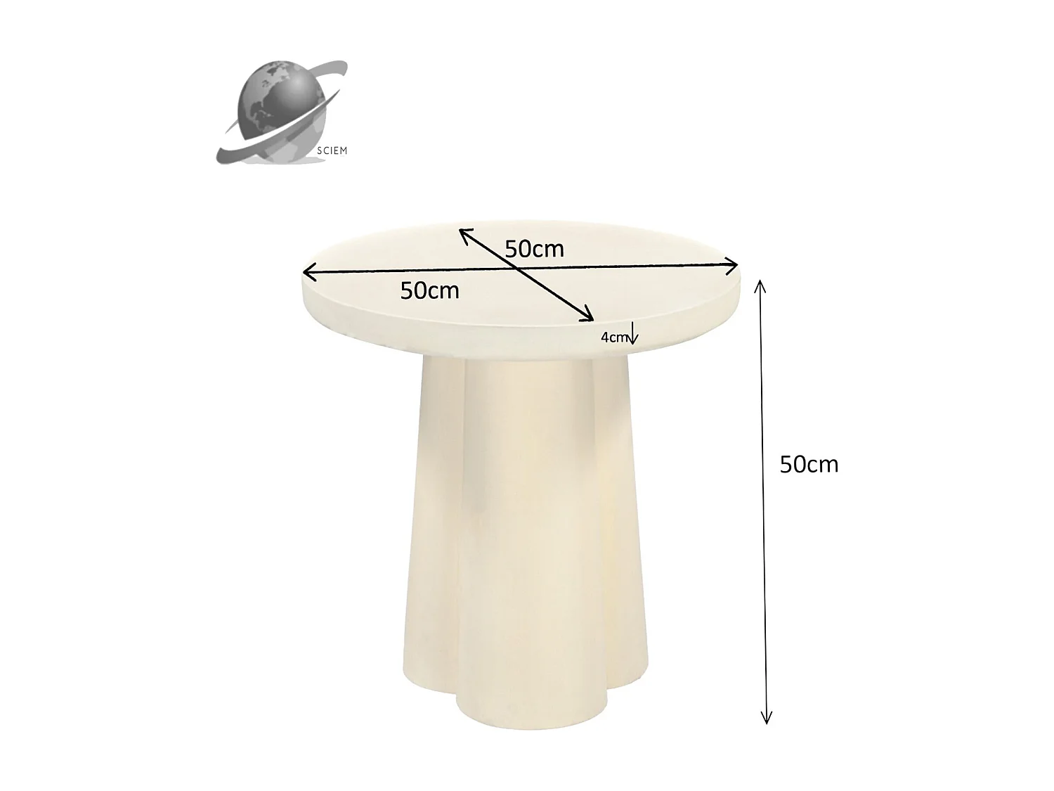 FIGARI-Table basse ronde 50 cm béton blanc enduit