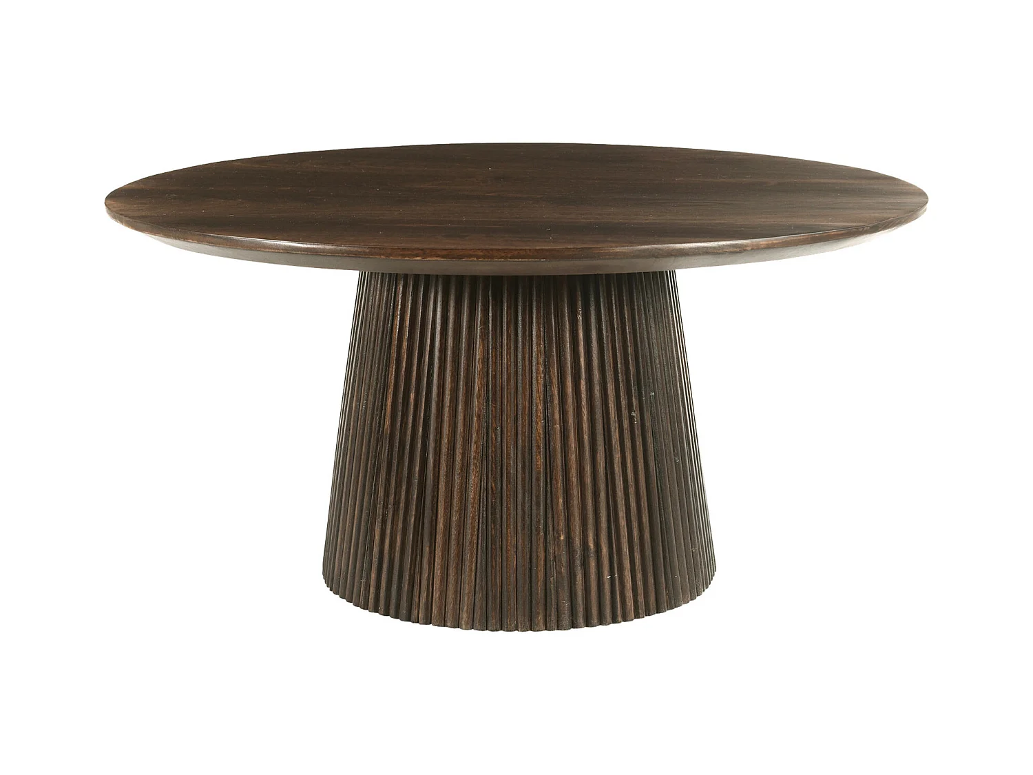 SIENNE-Mesa de centro redonda D80 cm en madera maciza marrón