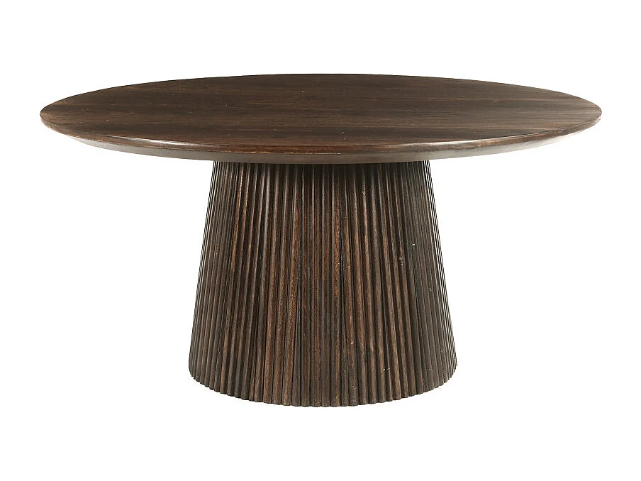 SIENNE-Mesa de centro redonda D80 cm en madera maciza marrón