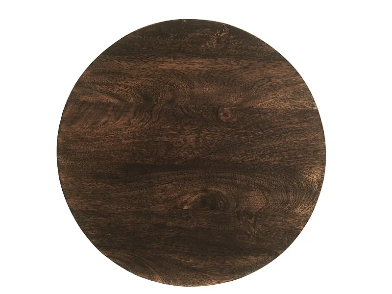 SIENNE-Mesa de centro redonda D80 cm en madera maciza marrón