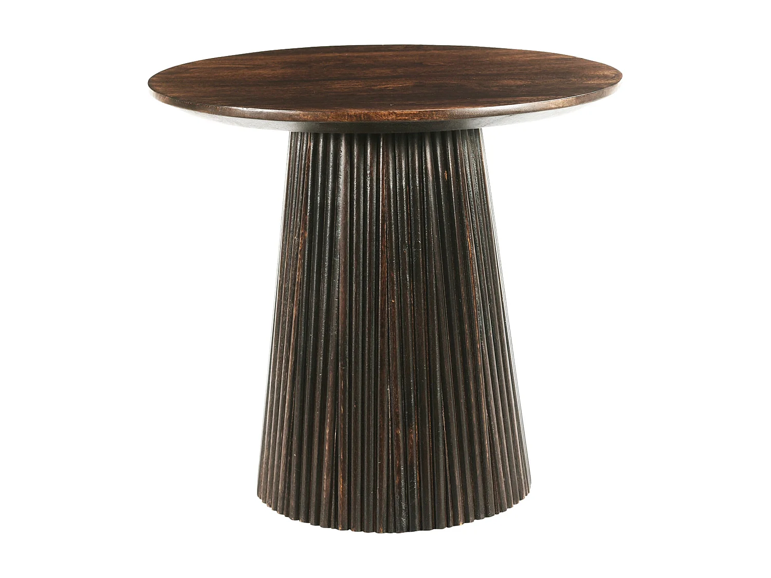 SIENNE-Mesa de centro redonda D50 cm en madera maciza marrón