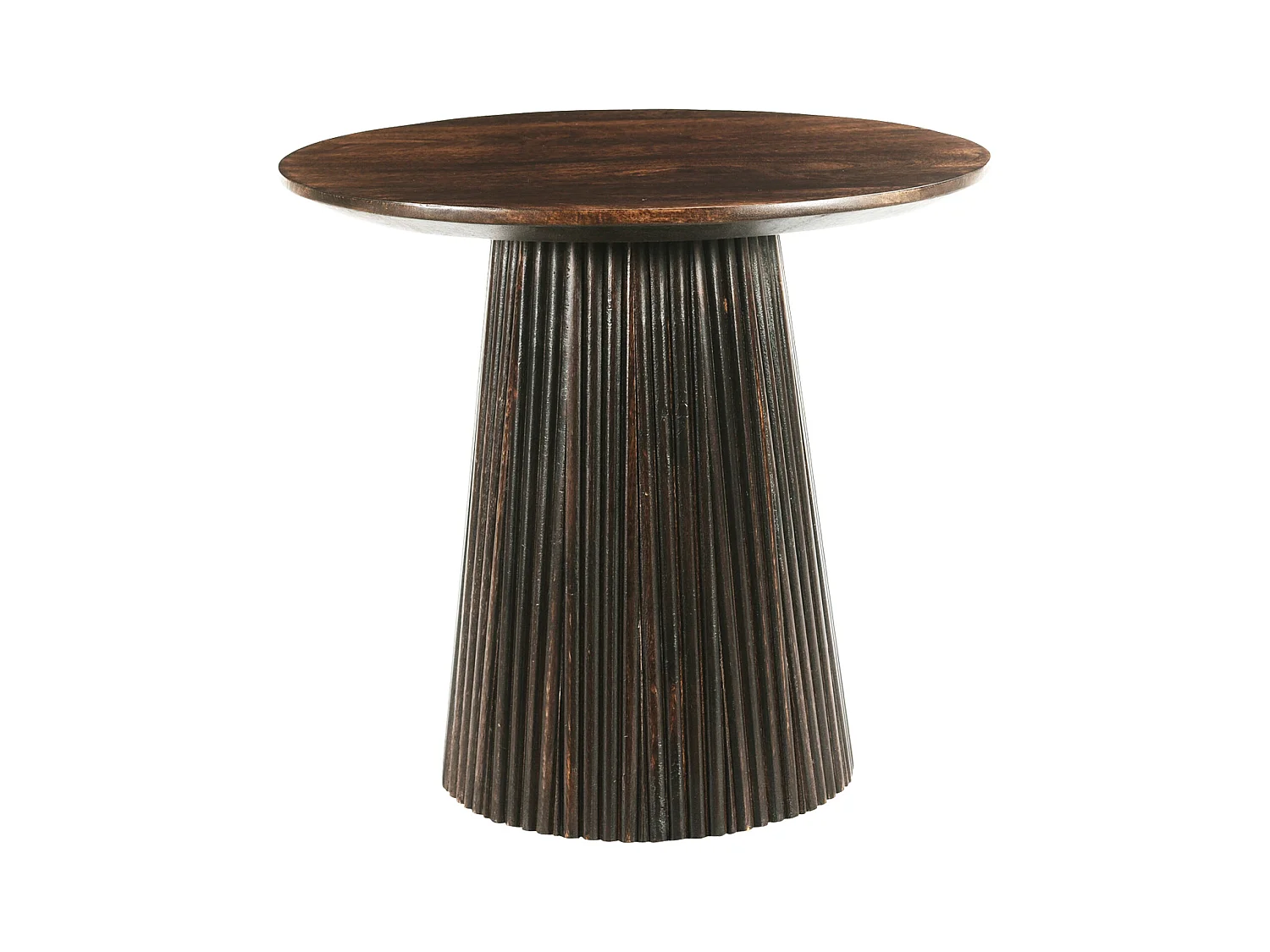 SIENNE-Mesa de centro redonda D50 cm en madera maciza marrón
