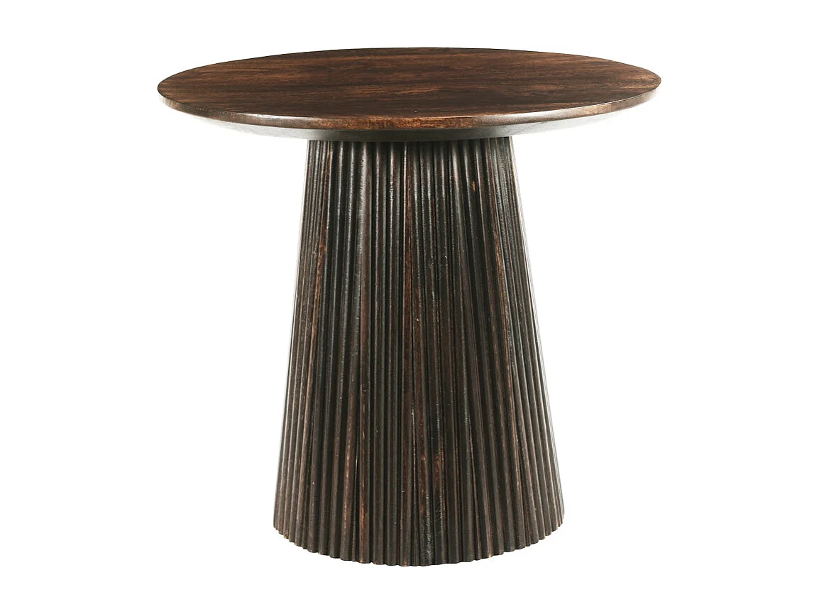 SIENNE-Mesa de centro redonda D50 cm en madera maciza marrón