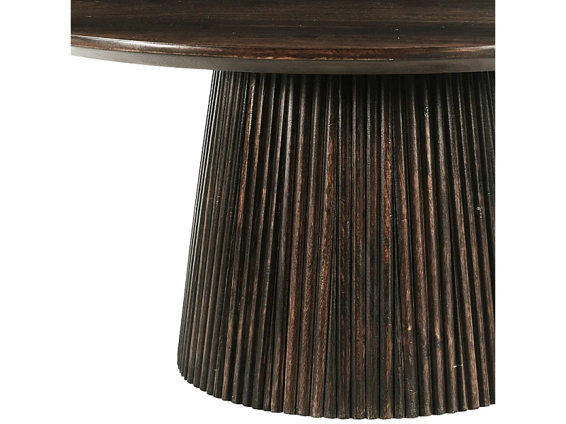 SIENNE-Mesa de centro redonda D50 cm en madera maciza marrón