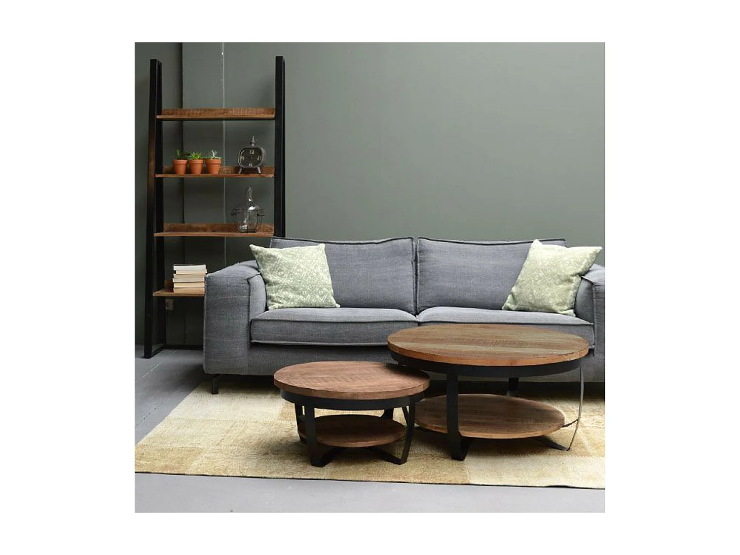 MARK-Mesa de centro D85 cm en madera maciza