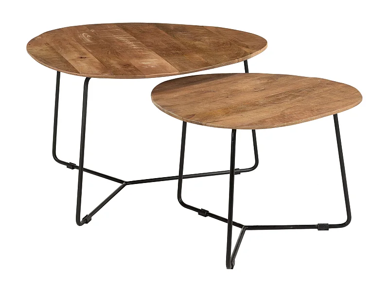 INAYA-Set de 2 Tables basses en bois massif