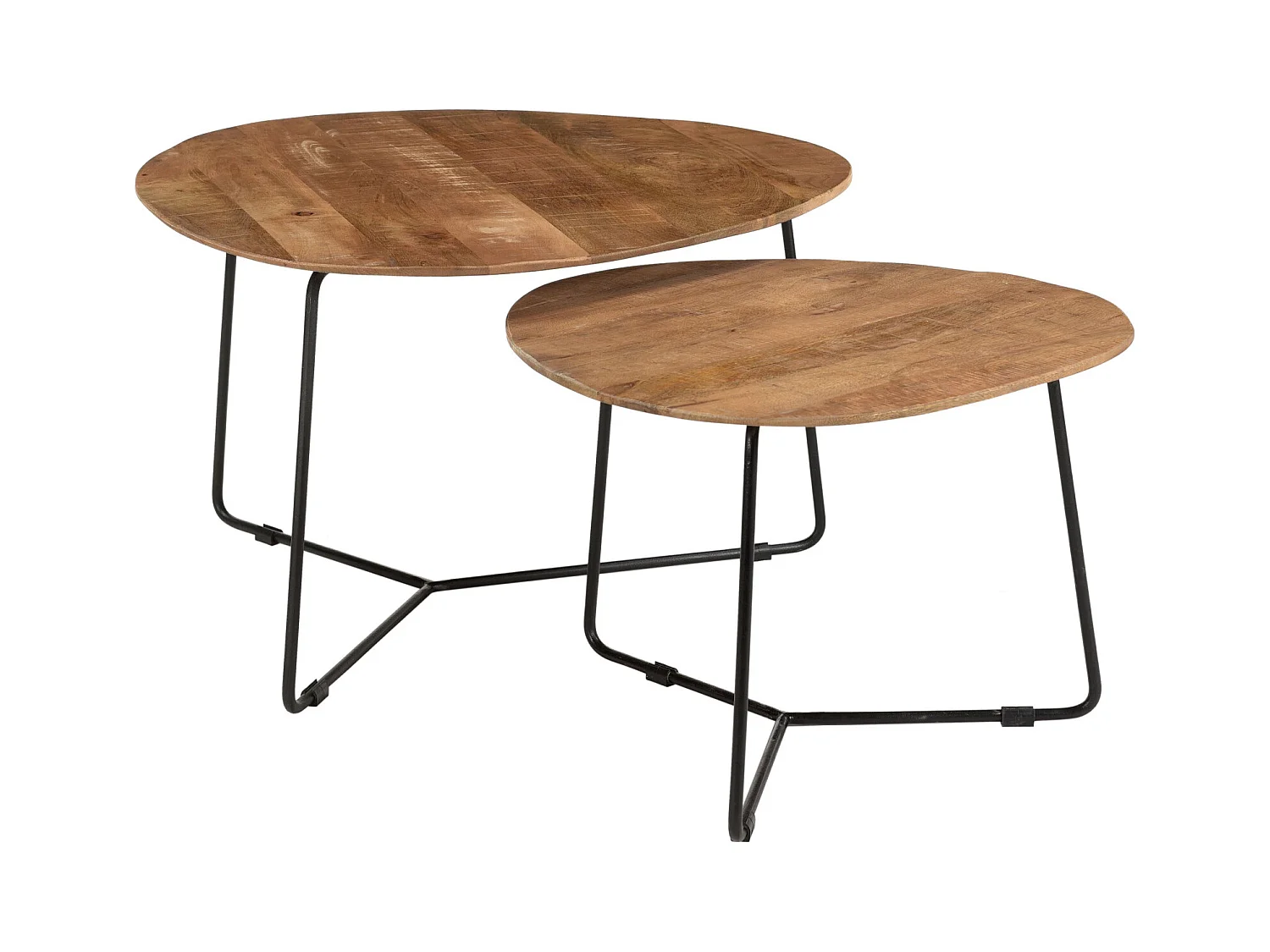 INAYA-Set de 2 Tables basses en bois massif