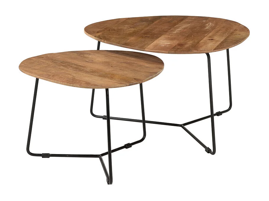 INAYA-Set de 2 Tables basses en bois massif