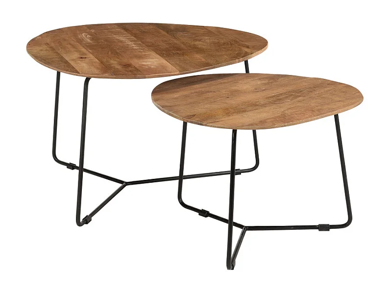 INAYA-Set de 2 Tables basses en bois massif