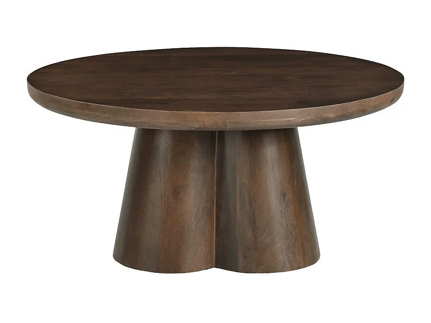 FIGARI-Table basse ronde 80 cm en bois massif teinté brun