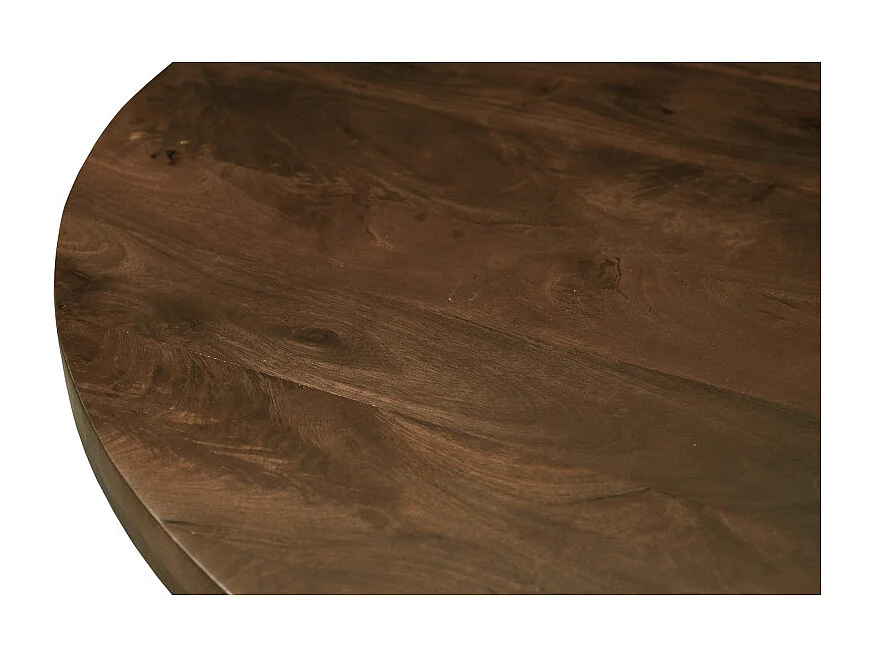 FIGARI-Table basse ronde 80 cm en bois massif teinté brun
